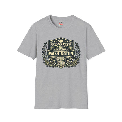 Washington Heritage Badge Unisex Softstyle T Shirt State Pride Graphic Tee Collections FS03
