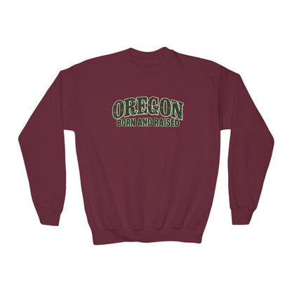 Oregon Born and Raised Classic Souvenir Unisex Youth Crewneck Sweatshirt Graphic