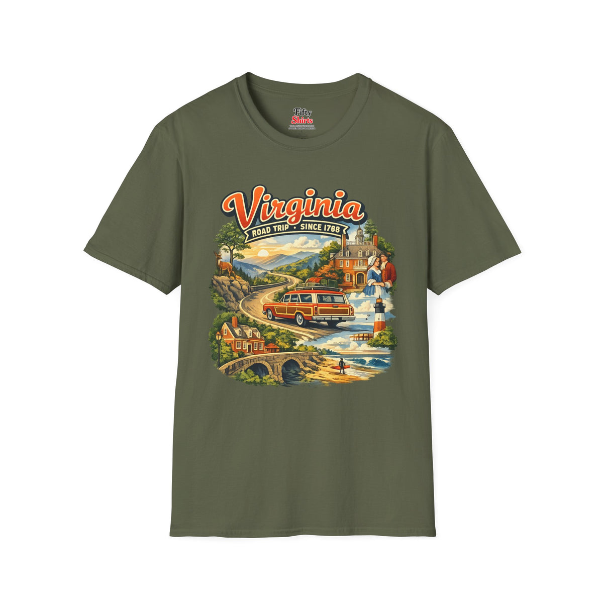 Virginia Road Trip Unisex Softstyle T Shirt State Pride Graphic Tee Collections FS03