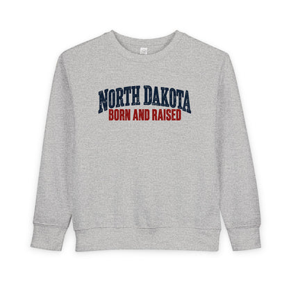 North Dakota Born and Raised Classic Prairie Souvenir Unisex Toddler Sweatshirt