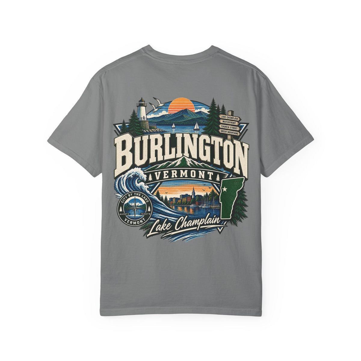 Burlington Vermont Unisex Comfort Color 1717 Streetwear Graphic Tee