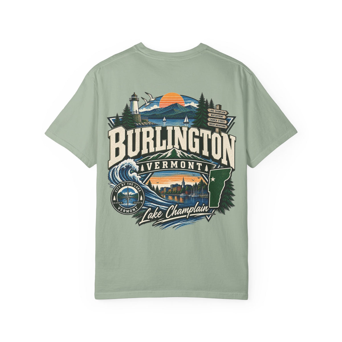 Burlington Vermont Unisex Comfort Color 1717 Streetwear Graphic Tee