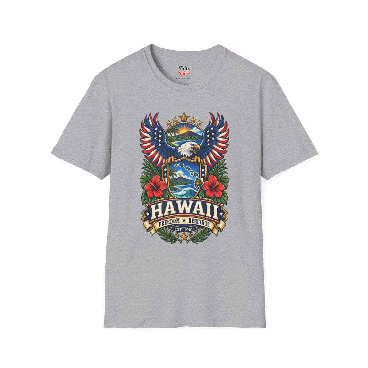 Hawaii Americana Eagle Unisex Softstyle T Shirt State Pride Graphic Tee Collections FS03