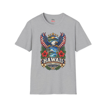 Hawaii Americana Eagle Unisex Softstyle T Shirt State Pride Graphic Tee Collections FS03