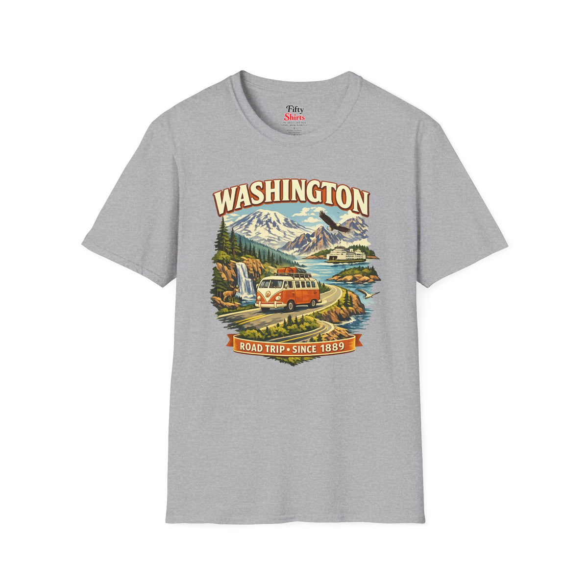 Washington Roadtrip Unisex Softstyle T Shirt State Pride Graphic Tee Collections FS03
