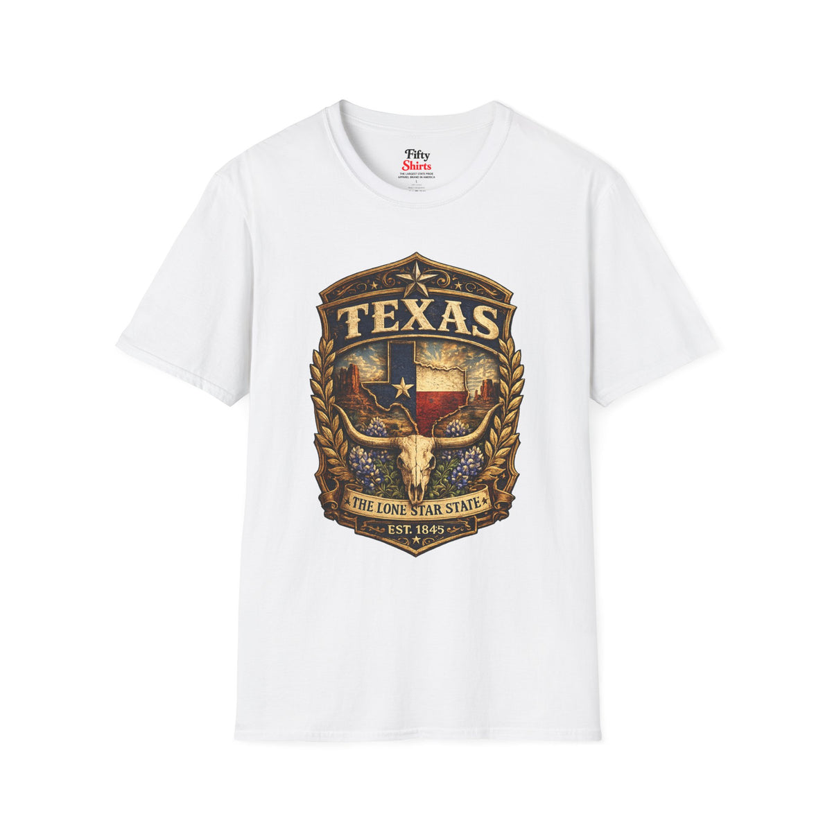 Texas Heritage Badge Unisex Softstyle T Shirt State Pride Graphic Tee Collections FS03