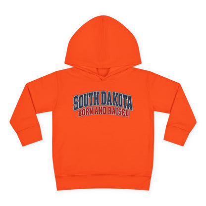 South Dakota Born and Raised Classic Collegiate Unisex Toddler Pullover Fleece Hoodie