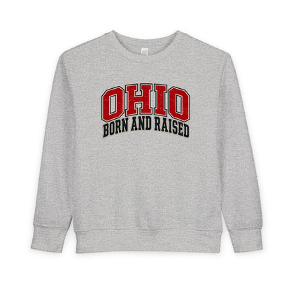 Ohio Born and Raised Old-School Athletic Unisex Toddler Sweatshirt