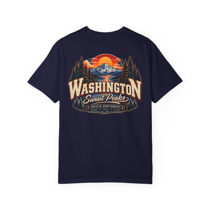 Washington Sunset Peaks Unisex Comfort Color 1717 Streetwear Graphic Tee