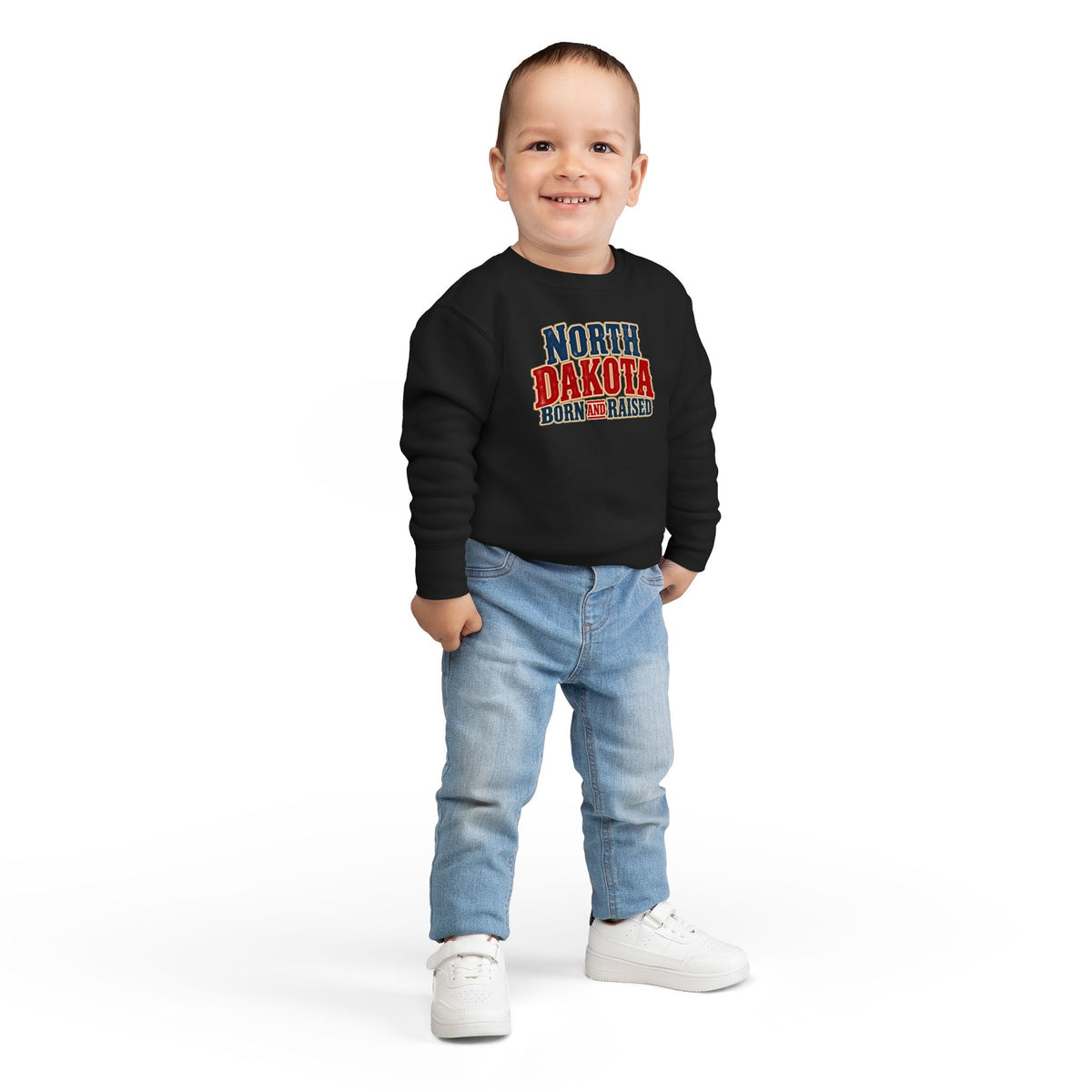 North Dakota Born and Raised Great Plains Americana Unisex Toddler Sweatshirt