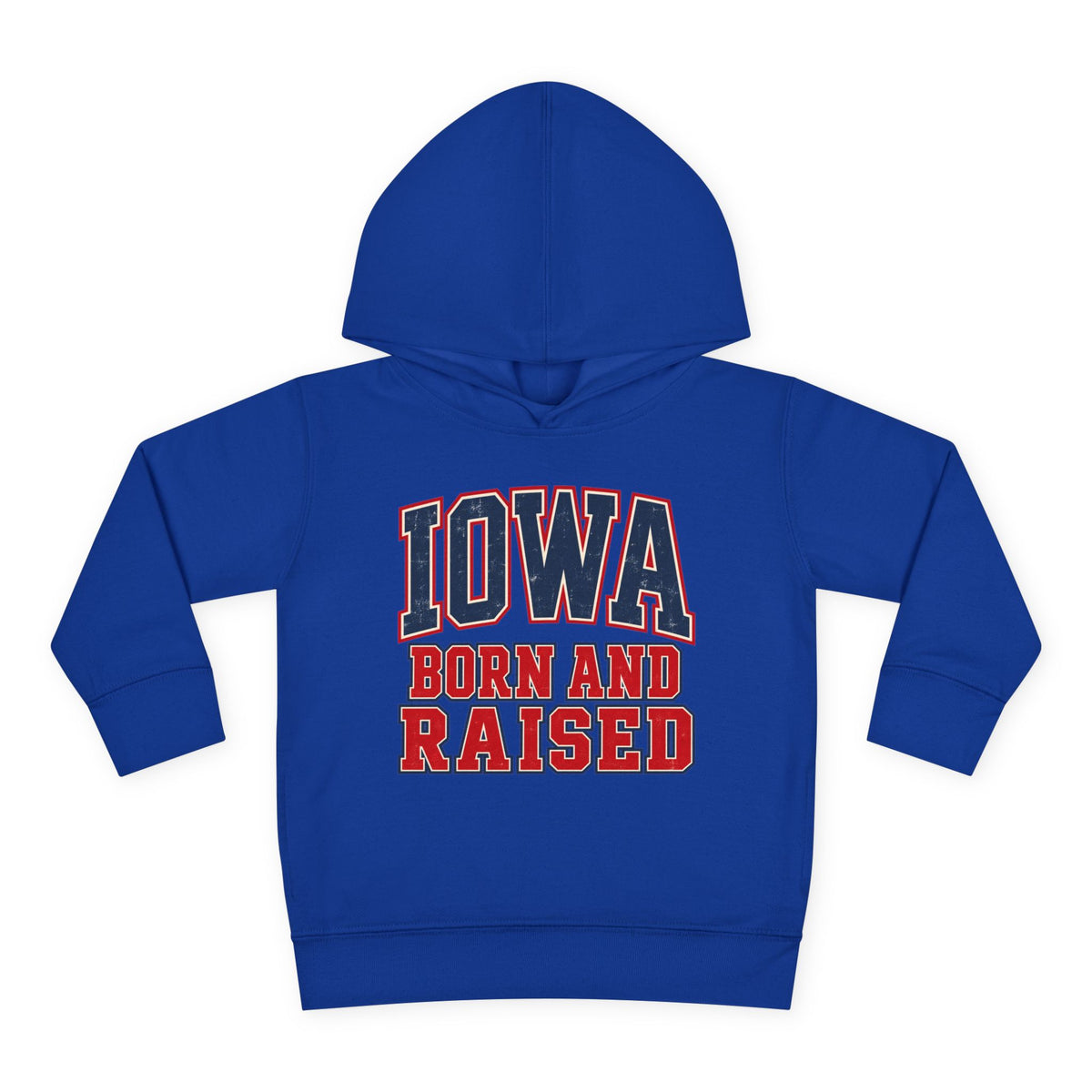 Iowa Born and Raised Vintage Collegiate Unisex Toddler Pullover Fleece Hoodie