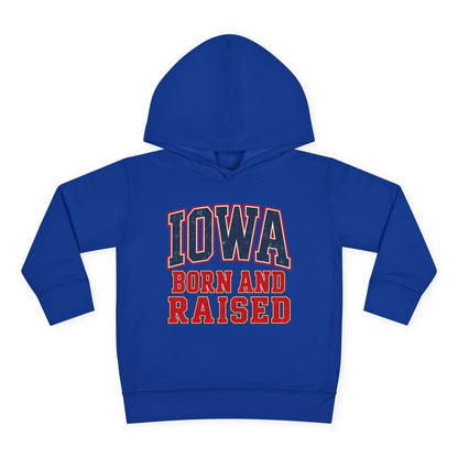 Iowa Born and Raised Vintage Collegiate Unisex Toddler Pullover Fleece Hoodie