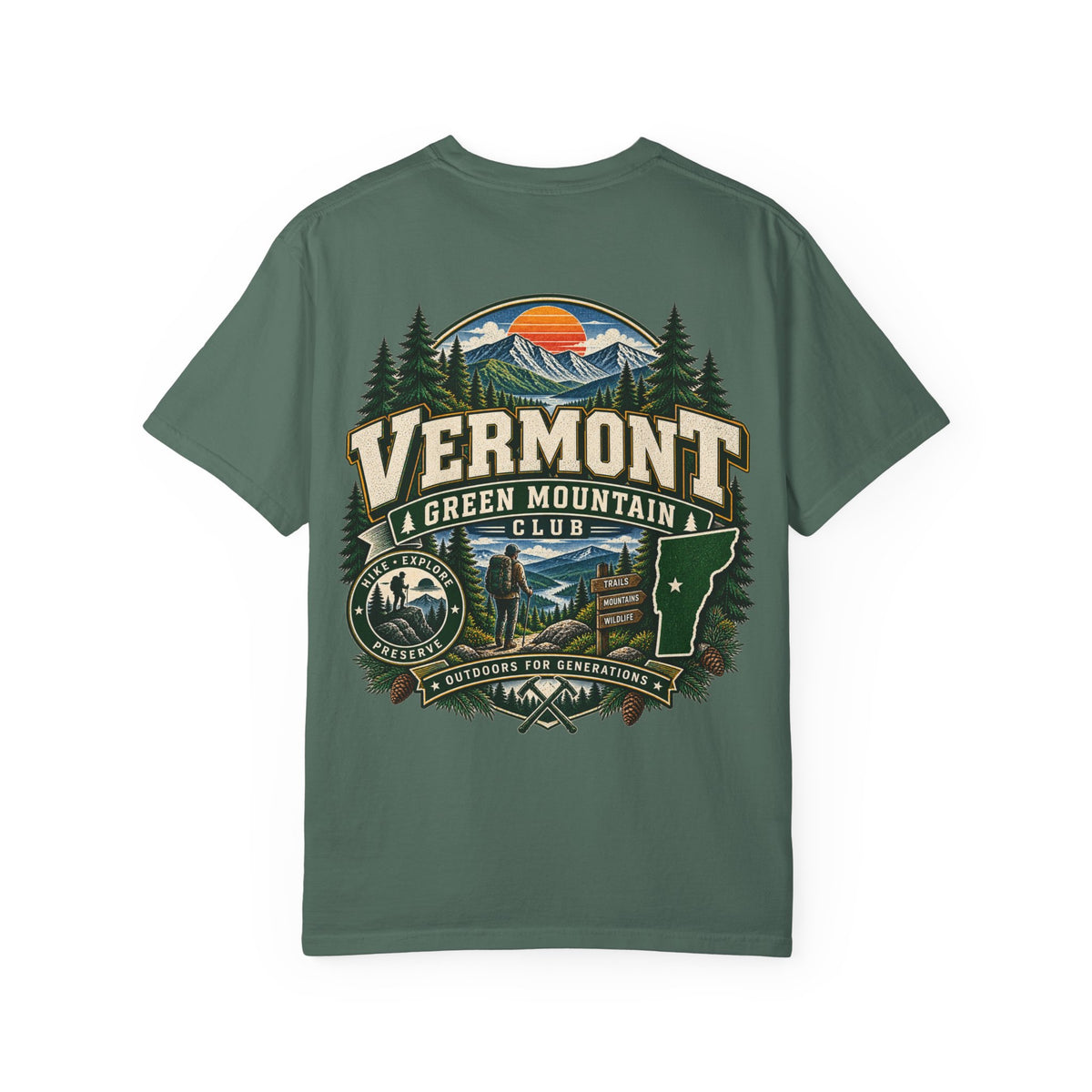 Vermont Green Mountain Club Unisex Comfort Color 1717 Streetwear Graphic Tee