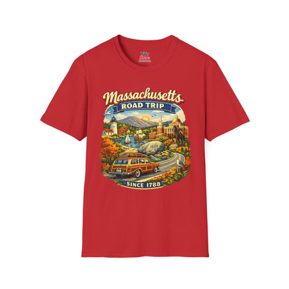Massachusetts Road Trip Unisex Softstyle T Shirt State Pride Graphic Tee Collections FS03