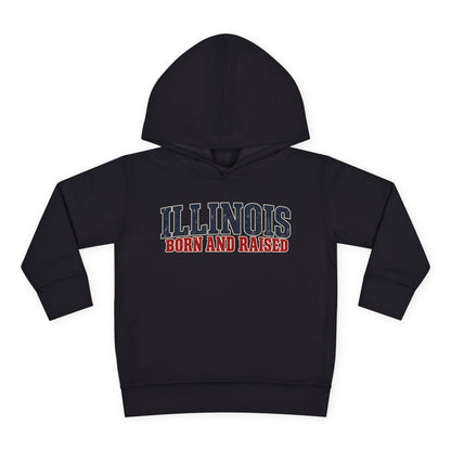 Illinois Born and Raised Midwest Americana Unisex Toddler Pullover Fleece Hoodie