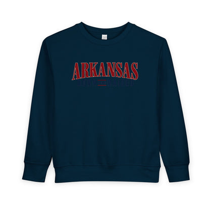 Arkansas Born and Raised Minimal Heritage Luxury Unisex Toddler Sweatshirt
