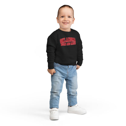 Oklahoma Born and Raised Vintage Collegiate Unisex Toddler Sweatshirt