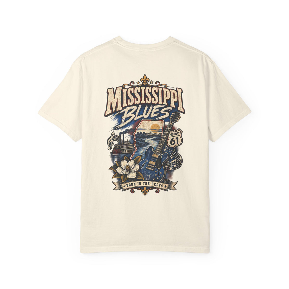 Mississippi Blues Unisex Comfort Color 1717 Streetwear Graphic Tee