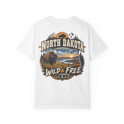 North Dakota Wild & Free Unisex Comfort Color 1717 Streetwear Graphic Tee