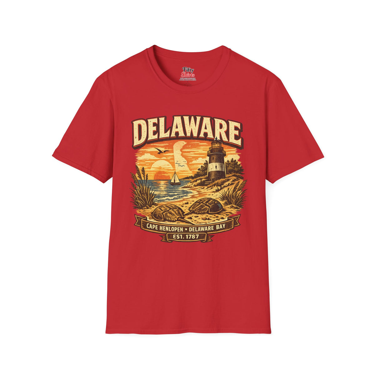 Vintage Delaware Heritage Unisex Softstyle T Shirt State Pride Graphic Tee Collections FS03