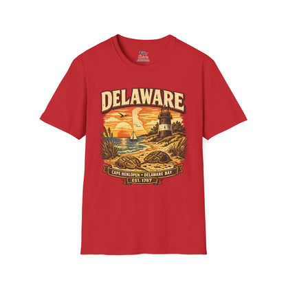 Vintage Delaware Heritage Unisex Softstyle T Shirt State Pride Graphic Tee Collections FS03