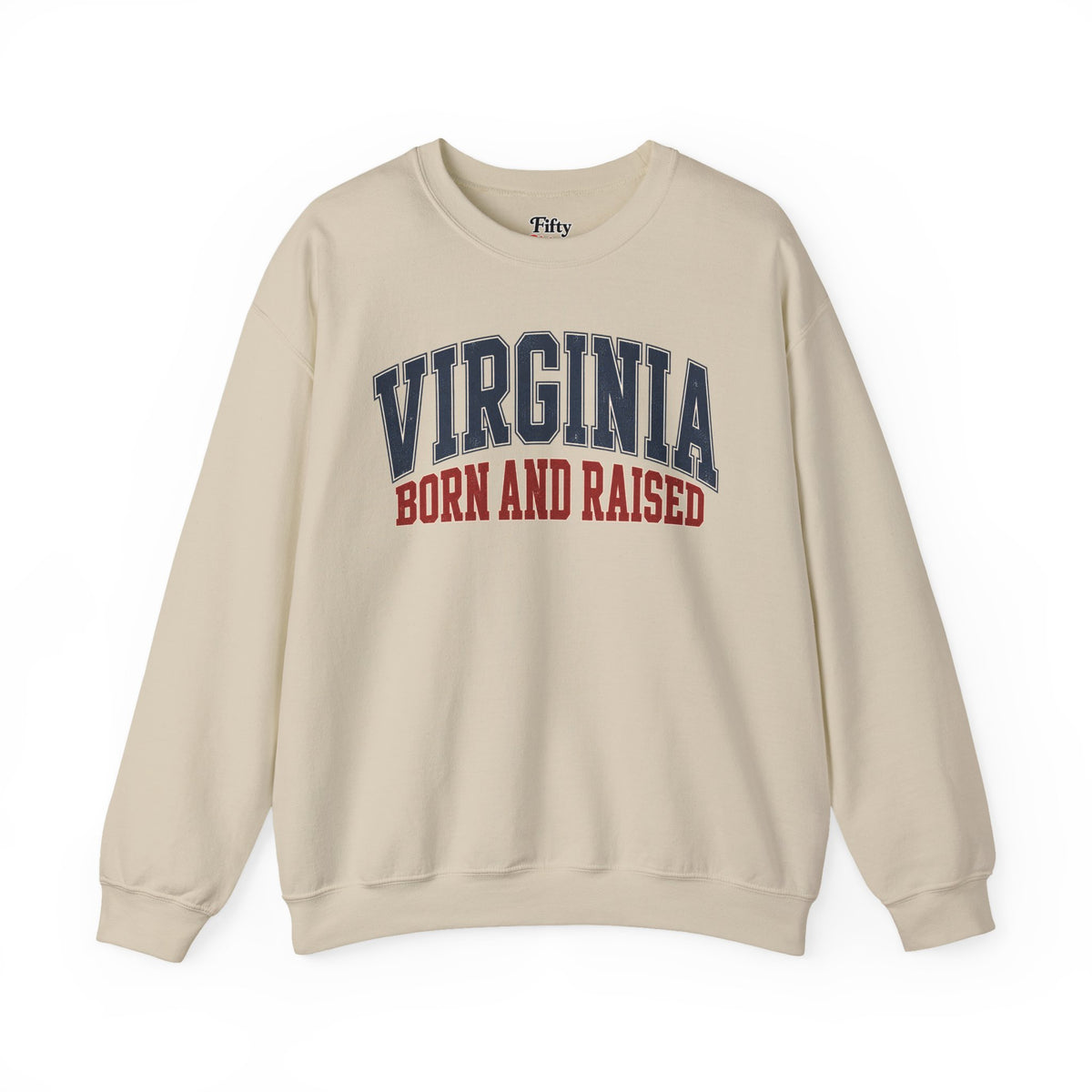 Virginia Born and Raised Unisex Crewneck Sweatshirt State Name Graphic