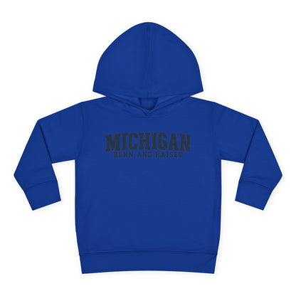 Michigan Born and Raised Rustic Midwest Unisex Toddler Pullover Fleece Hoodie