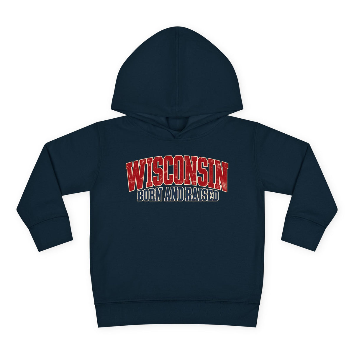Wisconsin Born and Raised Midwest Heritage Unisex Toddler Pullover Fleece Hoodie
