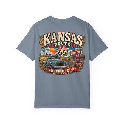 Kansas Route 66 Unisex Comfort Color 1717 Streetwear Graphic Tee