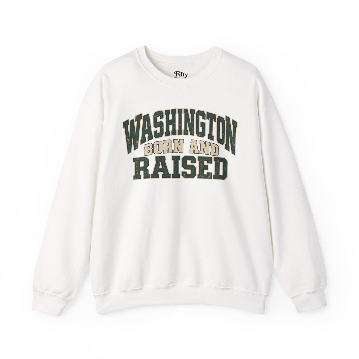 Washington Born and Raised Unisex Crewneck Sweatshirt State Name Graphic