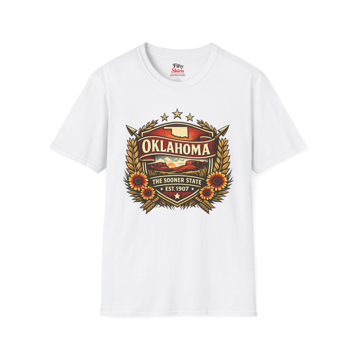 Oklahoma Heritage Badge Unisex Softstyle T Shirt State Pride Graphic Tee Collections FS03