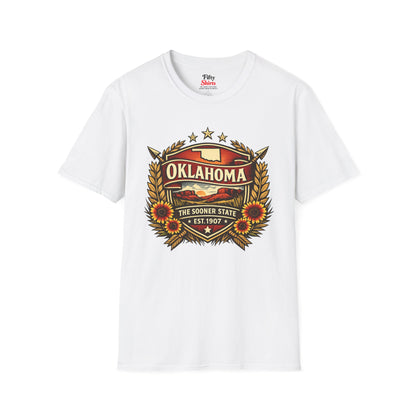Oklahoma Heritage Badge Unisex Softstyle T Shirt State Pride Graphic Tee Collections FS03