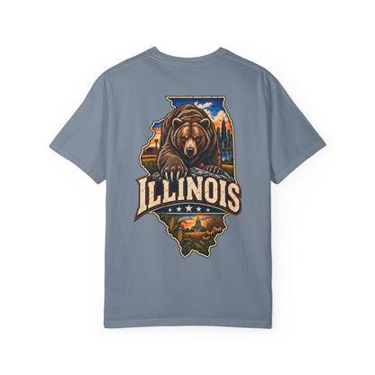 Illinois Bear Emblem Unisex Comfort Color 1717 Streetwear Graphic Tee