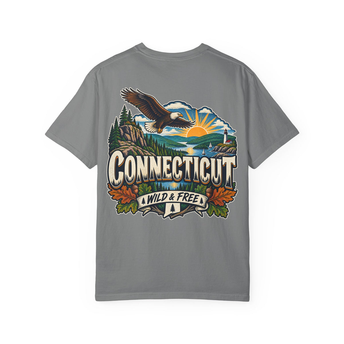 Connecticut Wild & Free  Unisex Comfort Color 1717 Streetwear Graphic Tee