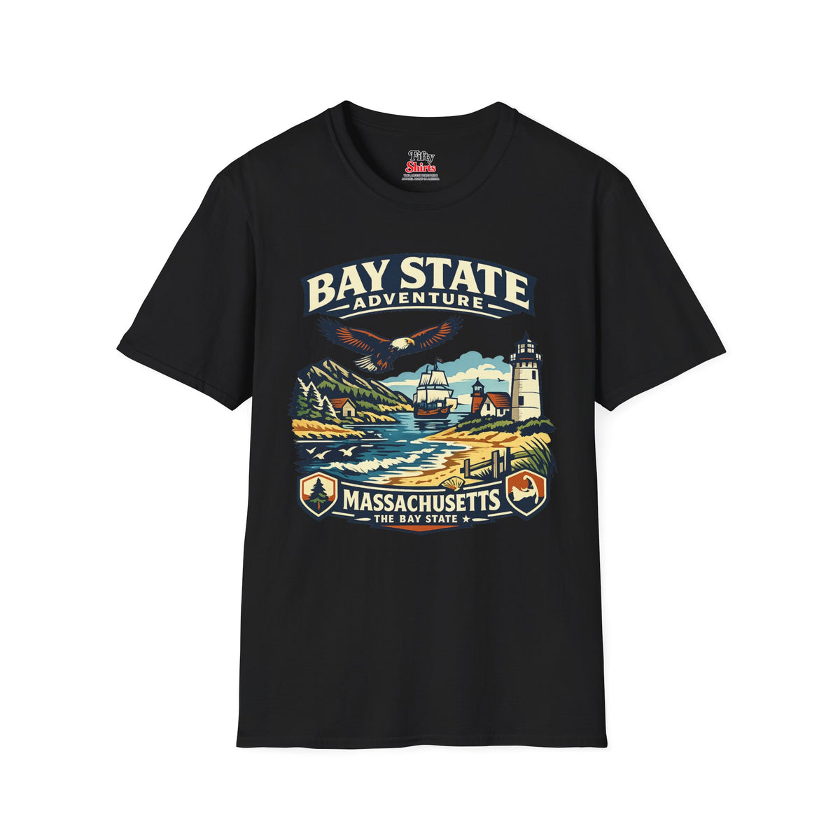 Massachusetts Bay State Adventure Unisex Softstyle T Shirt State Pride Graphic Tee Collections FS03