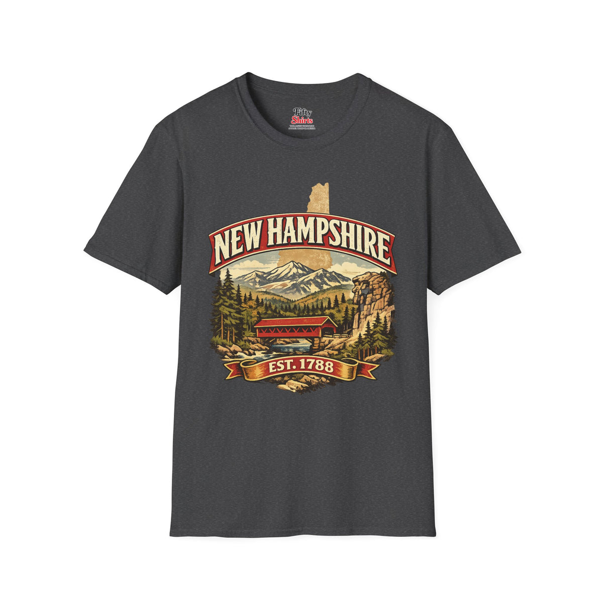 Vintage New Hampshire Heritage Unisex Softstyle T Shirt State Pride Graphic Tee Collections FS03