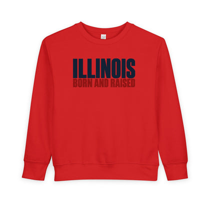 Illinois Born and Raised Modern Midwest Streetwear Unisex Toddler Sweatshirt