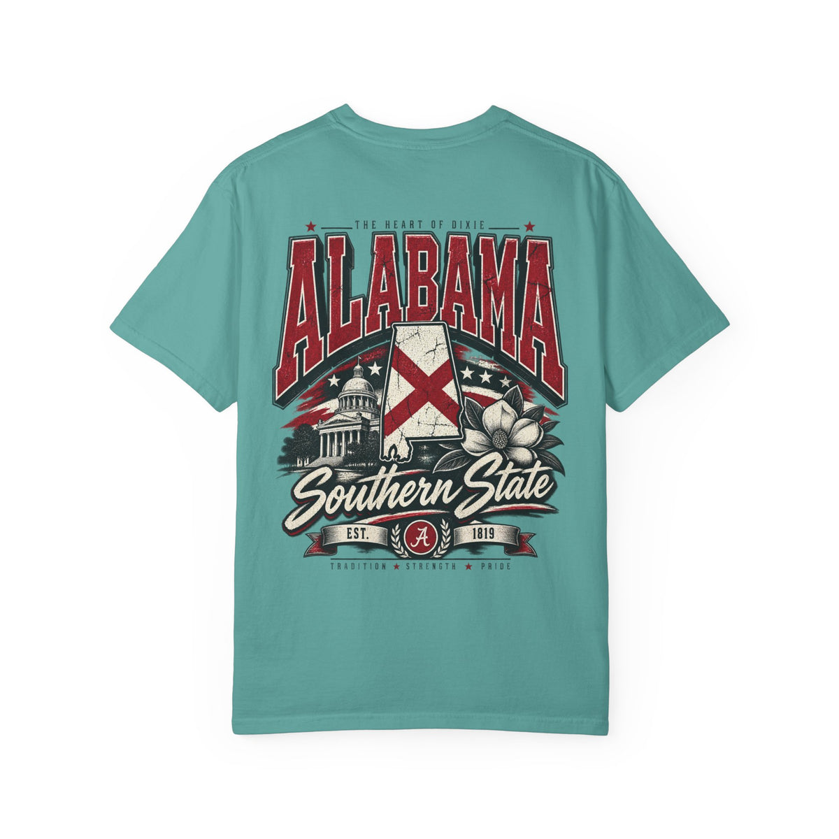 Alabama State Lettering Unisex Comfort Color 1717 Streetwear Graphic Tee