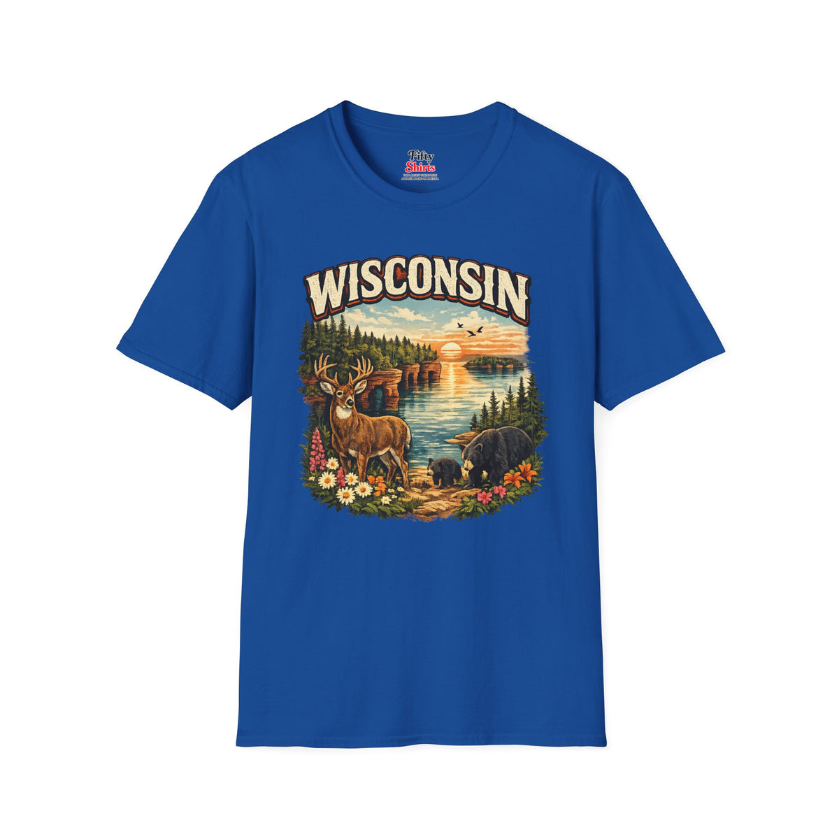 Wisconsin Wildlife Unisex Softstyle T Shirt State Pride Graphic Tee Collections FS03