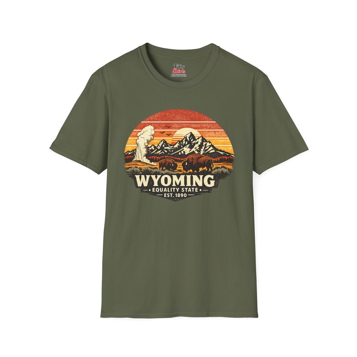 Wyoming Mountain Sunset Unisex Softstyle T Shirt State Pride Graphic Tee Collections FS03