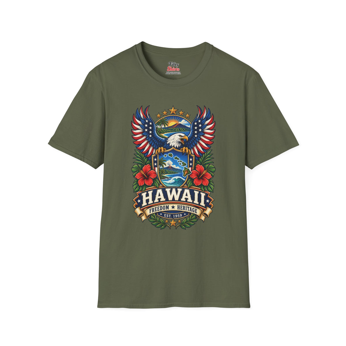 Hawaii Americana Eagle Unisex Softstyle T Shirt State Pride Graphic Tee Collections FS03