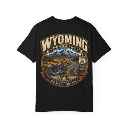 Wyoming Motorcycle Roads Unisex Comfort Color 1717 Streetwear Graphic Tee