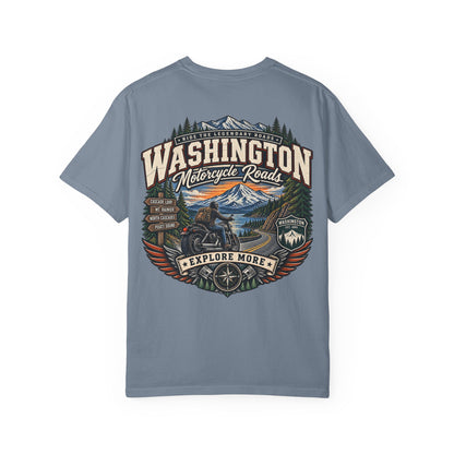 Washington Motorcycle Roads Unisex Comfort Color 1717 Streetwear Graphic Tee