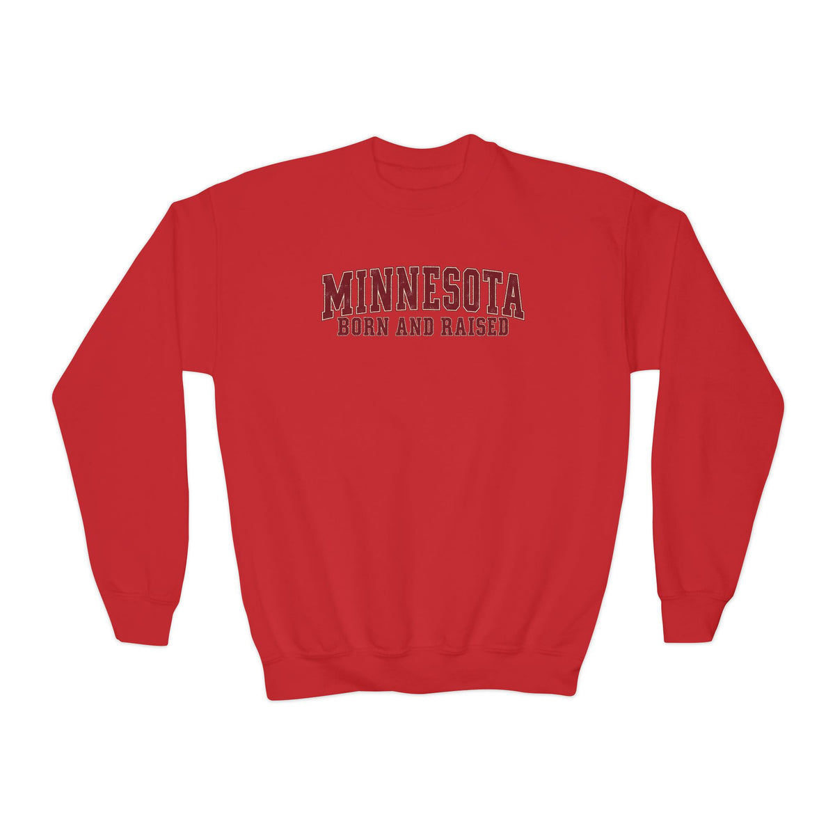 Minnesota Born and Raised Vintage Collegiate Unisex Youth Crewneck Sweatshirt Graphic