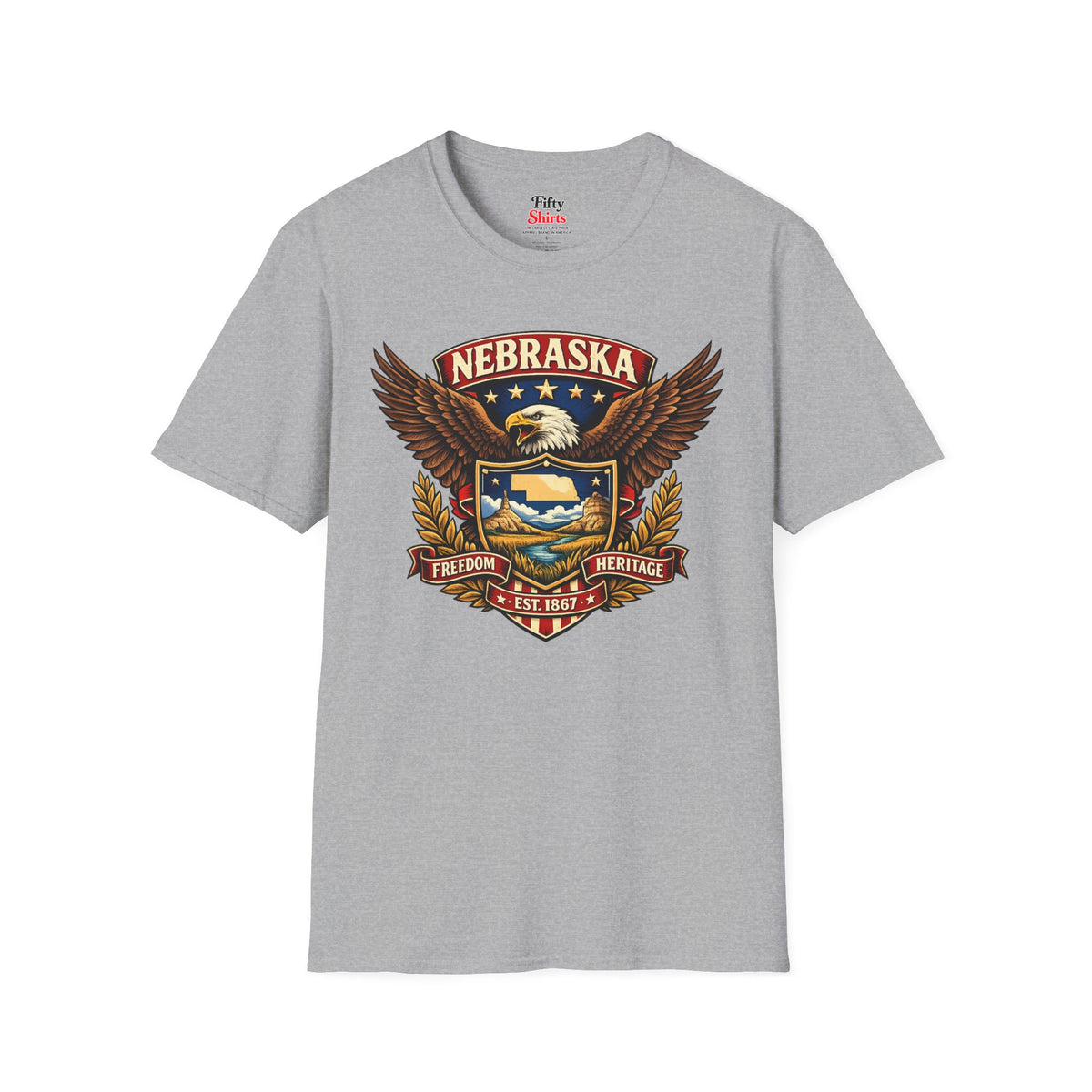 Nebraska Americana Eagle Unisex Softstyle T Shirt State Pride Graphic Tee Collections FS03