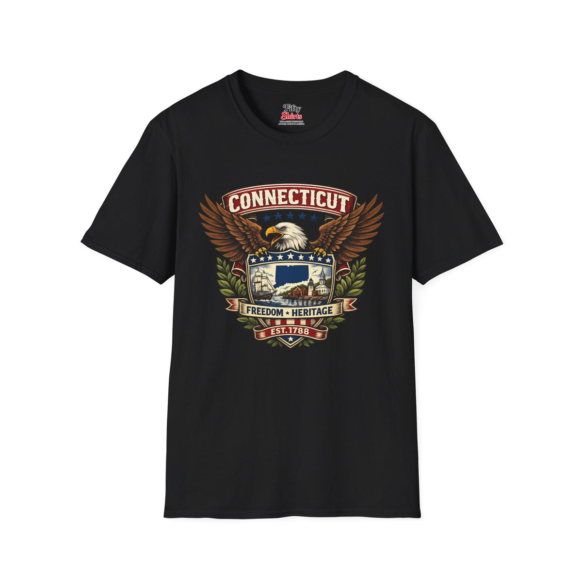 Connecticut American Eagle Unisex Softstyle T Shirt State Pride Graphic Tee Collections FS03