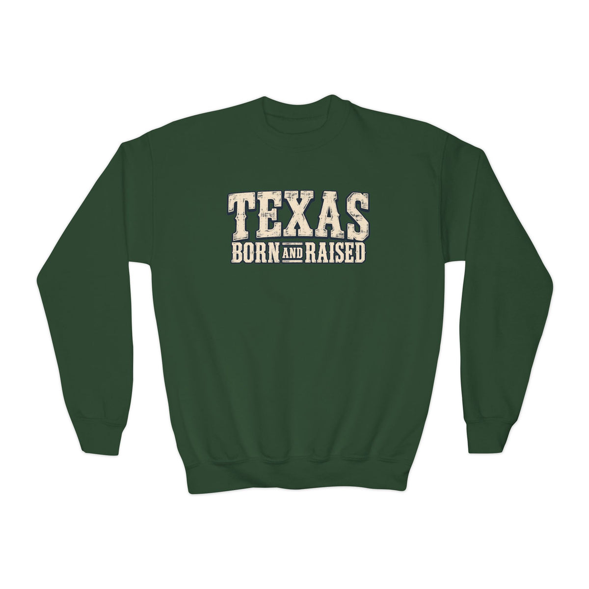 Texas Old-School Ranch Heritage Unisex Youth Crewneck Sweatshirt Graphic