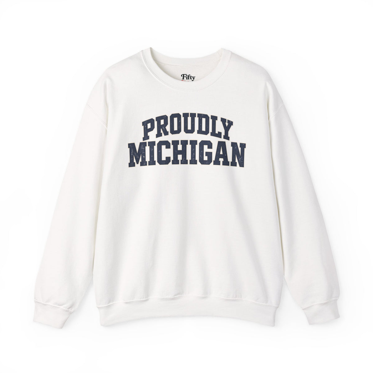 Proudly Michigan Unisex Crewneck Sweatshirt State Name Graphic