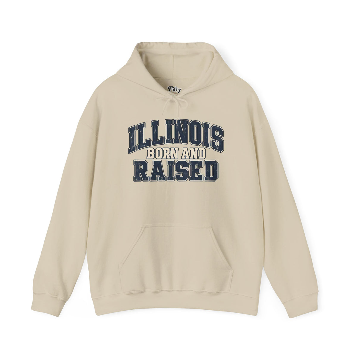 Illinois Born and Raised Unisex Hoodie State Name Graphic