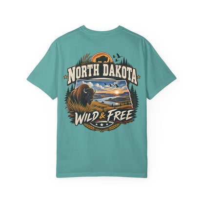 North Dakota Wild & Free Unisex Comfort Color 1717 Streetwear Graphic Tee